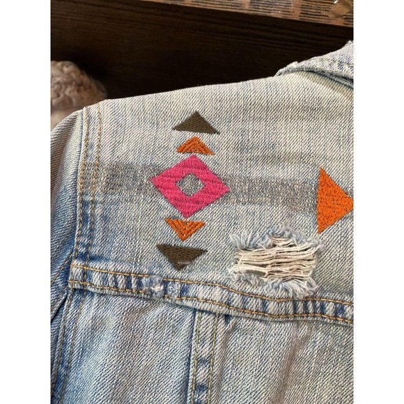 (Sold) American Eagle Distressed Embroidered Denim - Picture 3 of 8